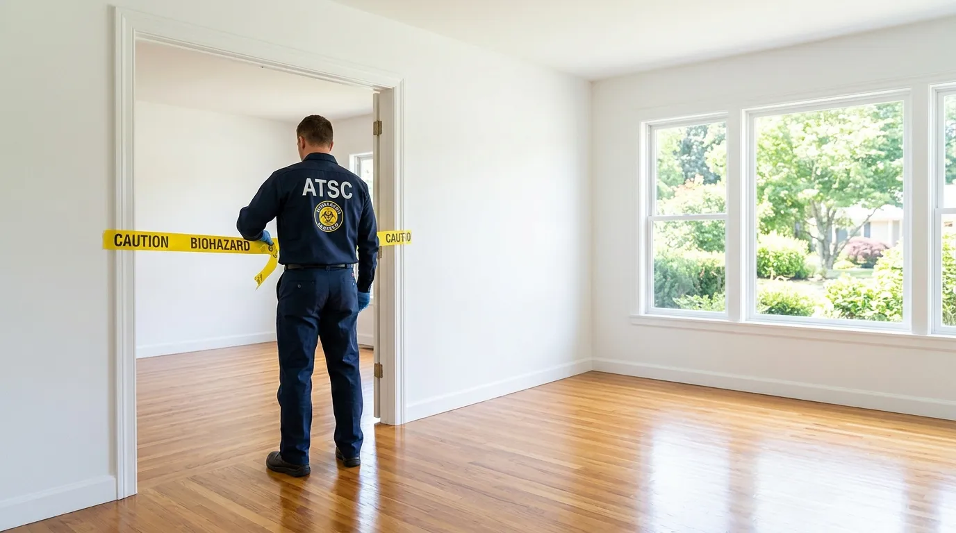 Certified biohazard cleanup crew performing Decomposition Cleanup in Lincroft